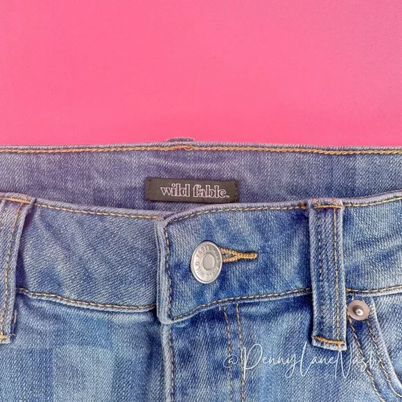 Wild Fable Super-High Rise Denim Mini Skirt Blue Check - Picture 5 of 11